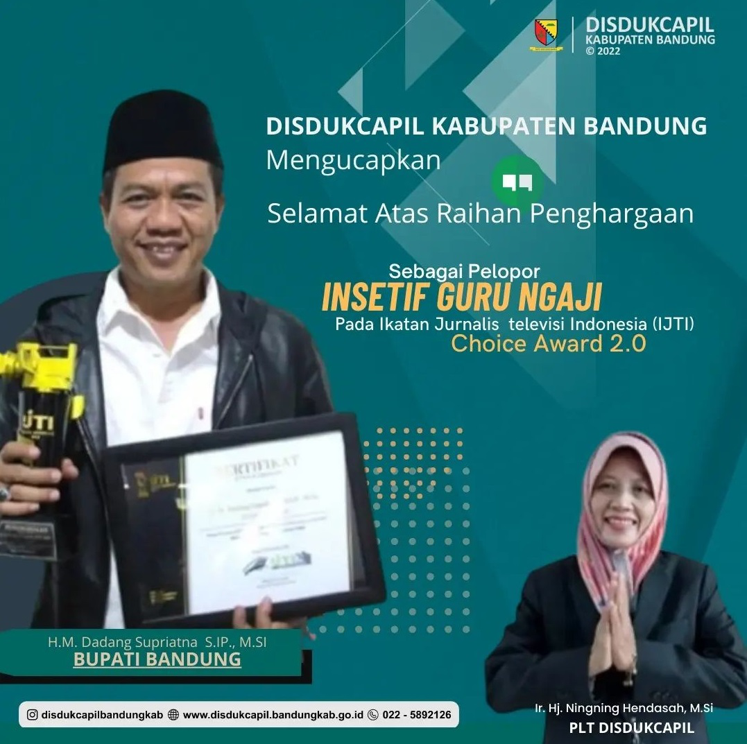 DISDUKCAPIL KABUPATEN BANDUNG Mengucapkan Selamat Atas Raihan Penghargaan